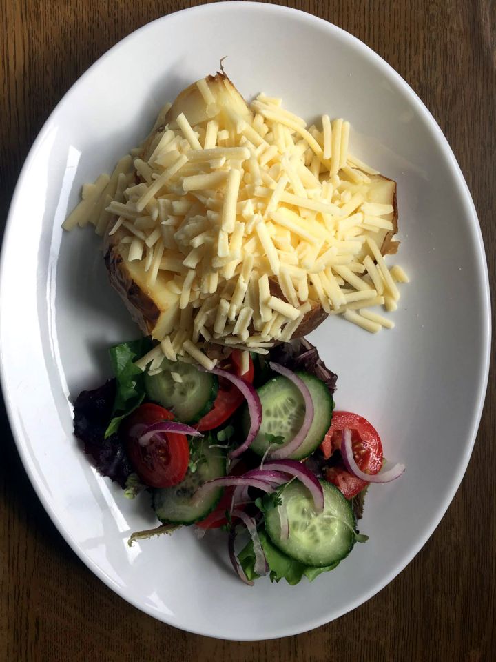 Shirley's Cafe cheese jacket potato and salad